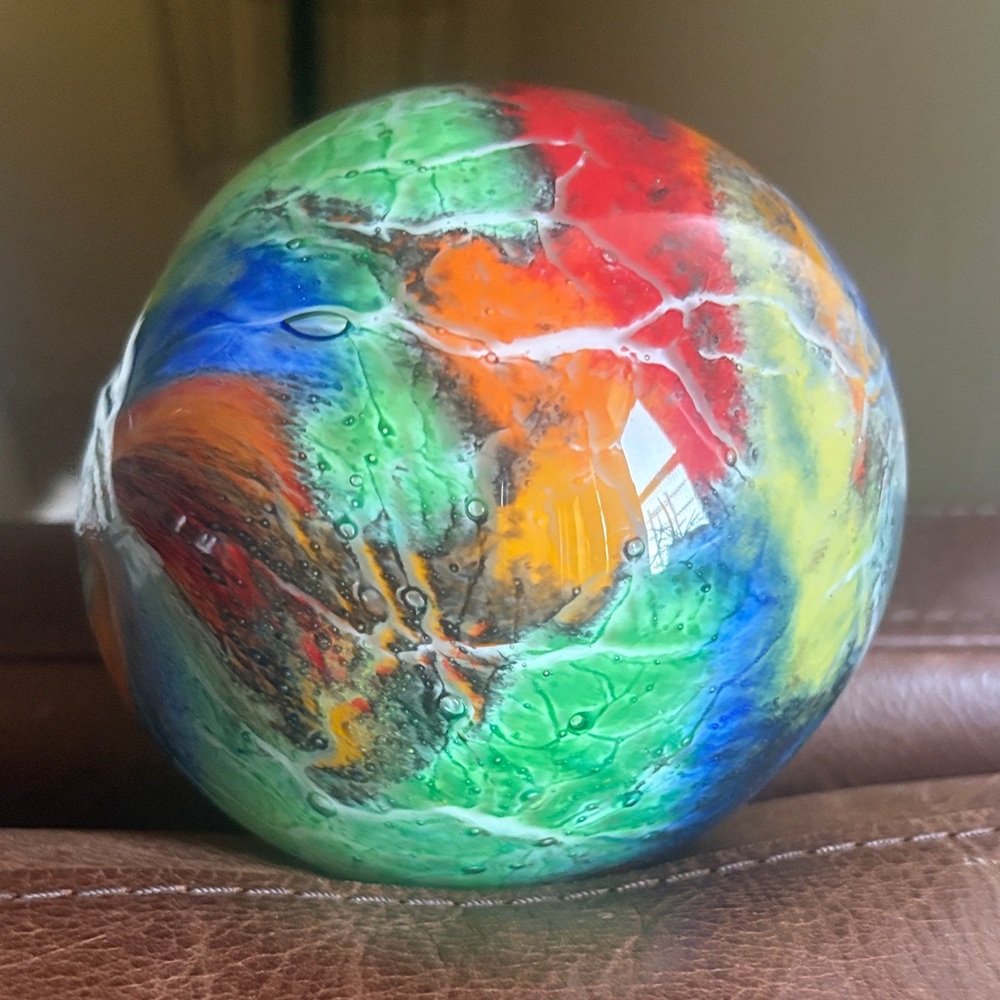 Colorful Abstract Glass Art Sphere
